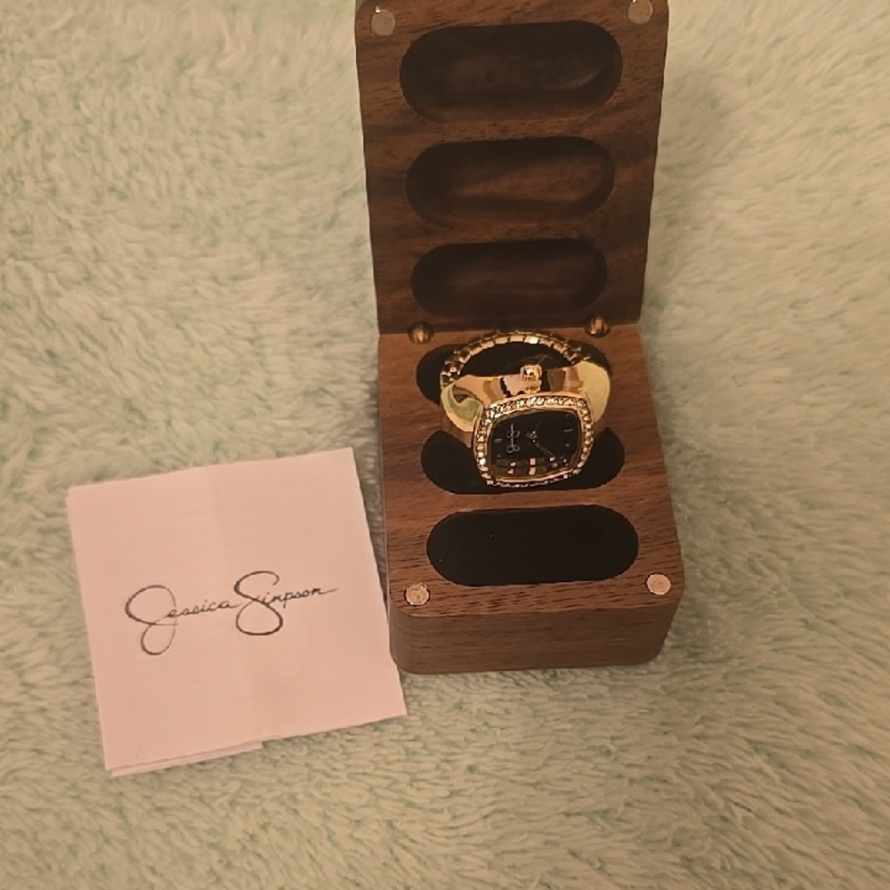 Jessica Simpson Gold Ring with Black Square Face